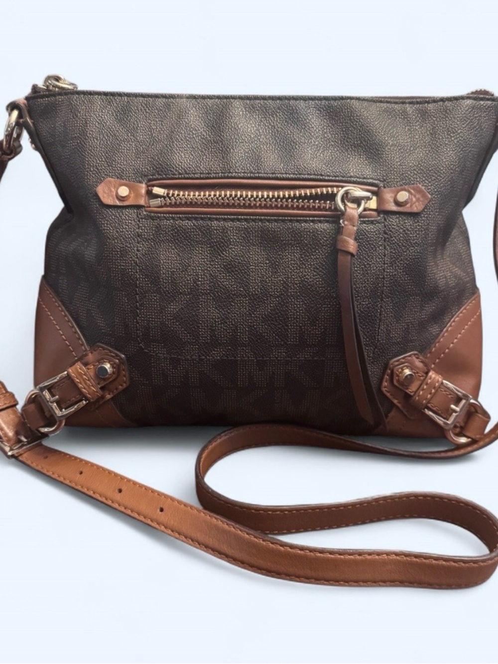 Michael Kors Fallon Medium Messenger Bag – Brown Monogram & Leather - Picture 2 of 4
